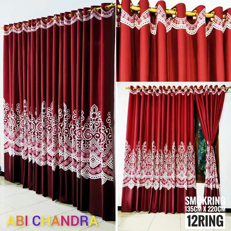 Blackout Polyester Fibre Living Room Damask Curtain