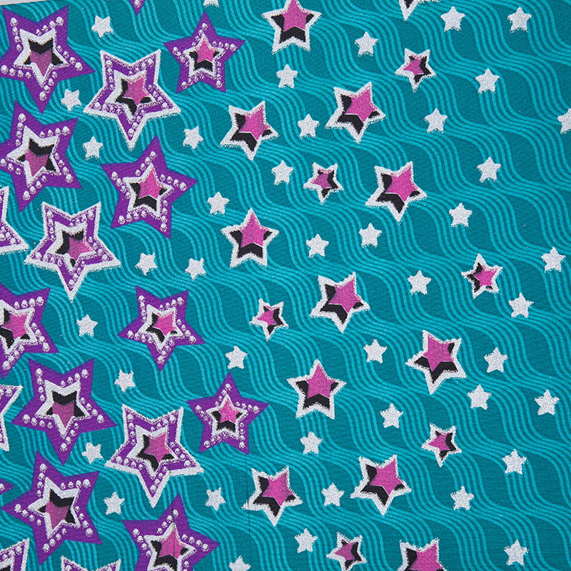 Disperse Printed with Golden Powder 100% Polyester Fabric with Star Pattern